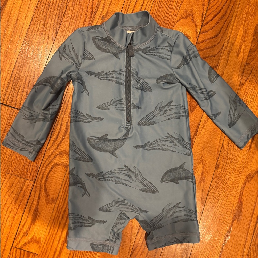 Little Planet Recycled Long Sleeve Rashgaurd Swimwear with Whale Print